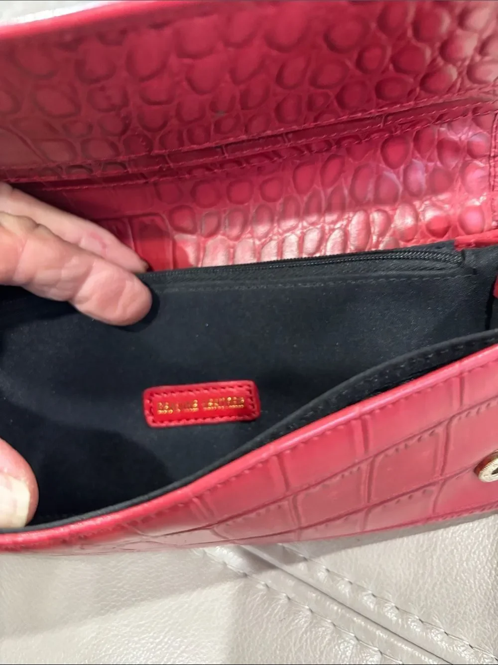St. John Croc-Embossed Leather Continental Wallet